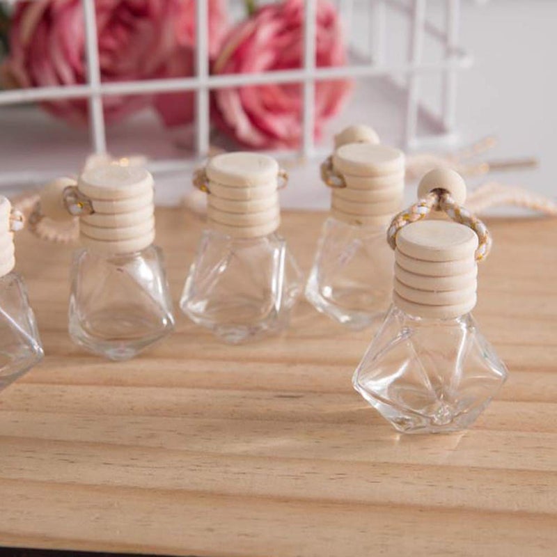 lasenersm 4pcs 8ml Refillable Car Hanging Glass Perfume Bottle Diamond Shaped Pendant Perfume Aromatherapy Bottle Hanging Diffuser Bottle Air Fresher Ornament Vials & 1 Plastic Funnel and 1 Plastic 3ml Dropper - Image 4